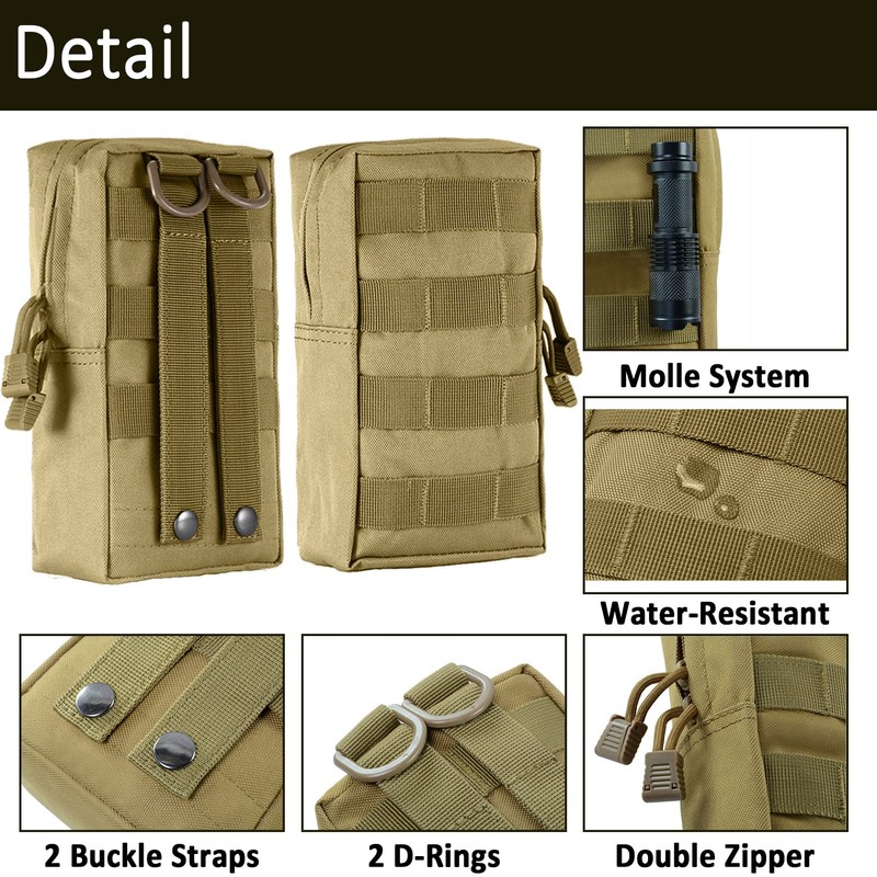 2 Pack Molle Pouches, Utility Pouch Small Water-Resistant Tactical Compact