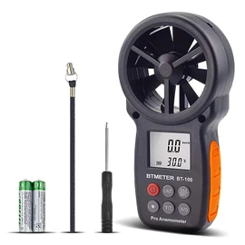 BTMETER BT-100 Digital Anemometer Wind Power Meter, Wind Temperature and Wind Flow Measuring Instrument, Wind Direction Speed Meter, Handheld Simple Wind Speedometer, Drone Fly, Mountain Climbing, Japanese Instruction Manual Included, Energy Saving, Auto Off, Backlight