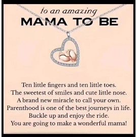 Unbranded MAMA To Be Baby Feet Heart Necklace & Card Expectant Mom Rose Gold Shower
