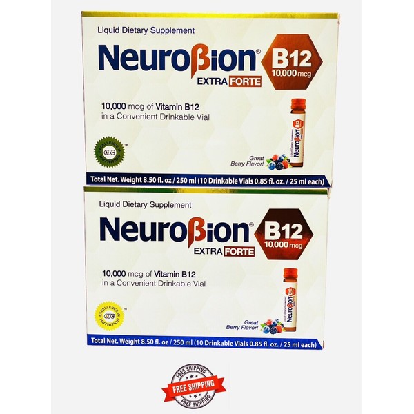 Neurobion B12 Extra Forte 10,000 Mcg Vitamin B12 Drinkable Vial 2 PACK