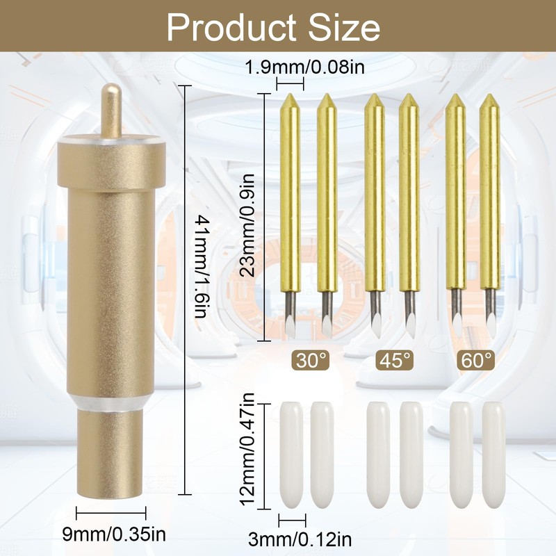 6 Pcs Premium Fine Point Blade with 1 Housing, 30°/45°/60°