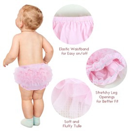 Baby Girl Lace Ruffle Diaper Cover Bloomer for Infant Girls Newborn Cotton Tutu Shorts Briefs Panties Pink