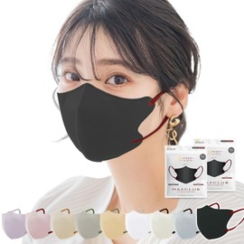 [ＬｉｌｙＮａ] マスク【3層薄型・通気性向上】3Dマスク 20枚入(10枚×2パック)【MASCLUB】立体 不織布 カラーマスク 使い捨て 小顔 バイカラー 耳が痛くならない 血色 立体構造 おしゃれ くちばし型 薄型 男女兼用 花粉・ホコリ・PM2.5、ウイルス飛沫カット (通常不織布, ブラック)