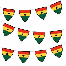 AK Giftshop Ghana Pennant Flag Bunting Birthday Wedding Events Decorations - 12pcs / 2.5m Ribbon