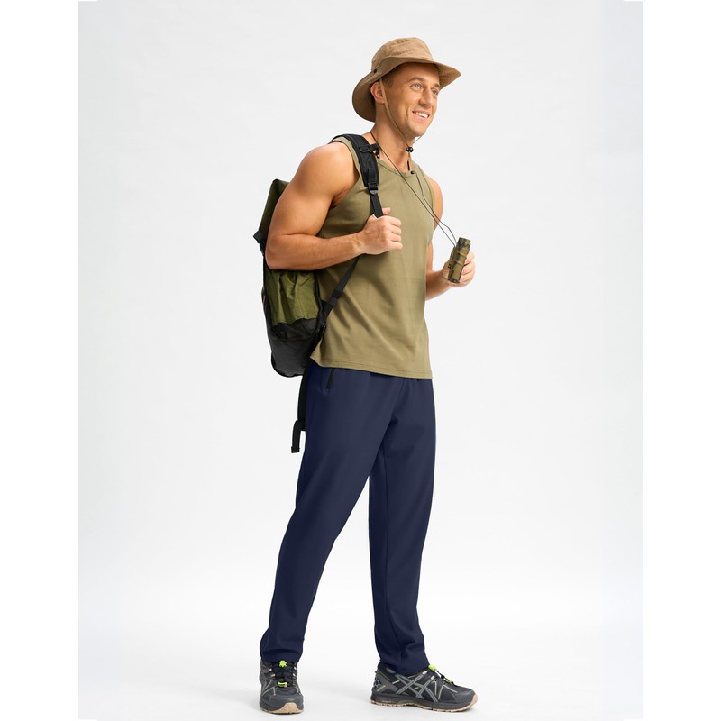 Pudolla Men's Lightweight Hiking Pants Quick-Dry Outdoor Sweatpants with Zipper