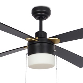 SMAFAN 52" Ceiling Fan with Light and Remote, Low Profile Ceiling Fan with 3-Speed Quiet DC Motor, 3 Light Colors Dimmable for Bedroom Living room, Black Gold
