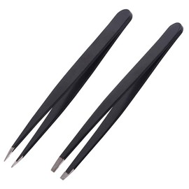 Eyebrow Tweezers Set, 2 Pack Professional Stainless Steel Precision Incline Tweezers and Pointed Eyebrow Tweezers Set Eyebrow Picking Buried Hair Removal for Women Men by RuiChy
