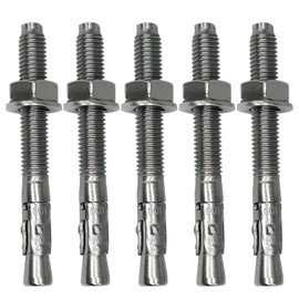 CUKAYO 3/8 Inch x 3-9/16 Inch - 5pcs Wedge Anchor Bolt 304 Stainless Steel Expansion Anchors Heavy Duty Expansion Screw for Concrete