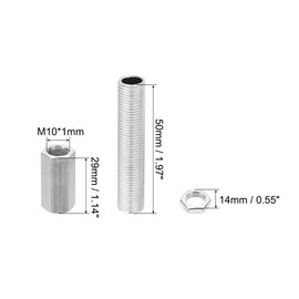 PATIKIL M10 Fine Thread Lamp Pipe Repair Parts Kits, 32 Pcs M10×30 Metal Hexagon Closed Coupling Nut with Threaded Pipe and Hex Nut for Lighting Extension