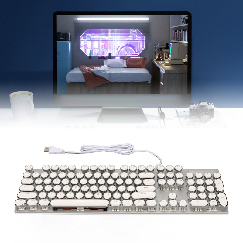 Blue Switch Mechanical Keyboard 104 Keys Backlight Ergonomic Retro Steampunk