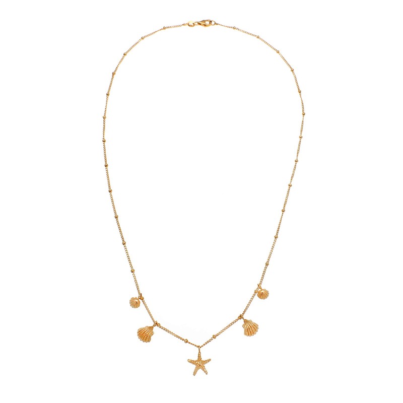 Elli Necklace Shells Starfish Ball Chain Maritime 925 Silver, Sterling