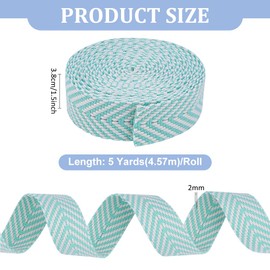 MAYJOYDIY 5 Yards Green Polyester Cotton Webbing Straps 1.5 Inch Flat Webbing Striped Pattern Polycotton Ribbon Mixed Color Bag Webbing Belts for Crafts Belts Bags Handles Sewing Supplies