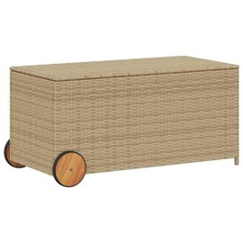 Benicabaly Convenient Outdoor Storage Box with Wheels, Durable PE Rattan, Water-Resistant Bag, Mix Beige, 50.2 Gal