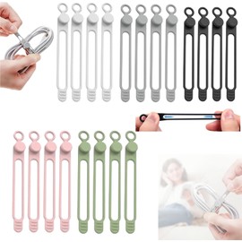 Organizador de Cables de Datos, Nuevo Bridas de Silicona, Organizador de Gestión de Cables Multiusos para Sujetar y Agrupar Cables (20PCS)