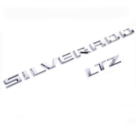 2019-2025 2pack OEM Nameplate with LTZ Emblem 3D Letters Badge Replacement for Silverado 1500 2500HD 3500HD 86539786 (Glossy Chrome)