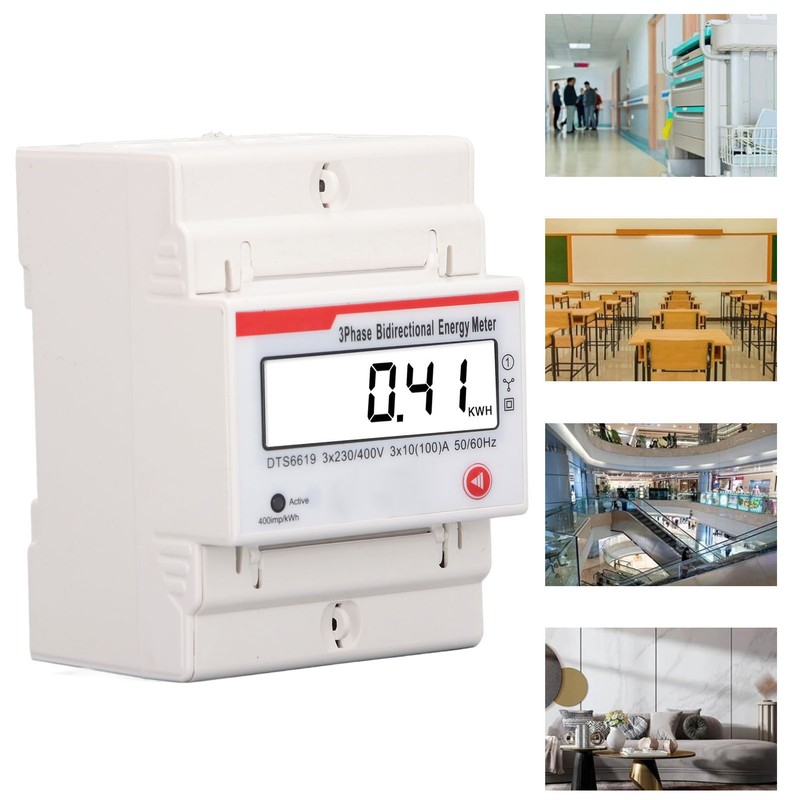 DIN Rail 3 Phase 4 Wire Energy Meter Multifunctional LCD