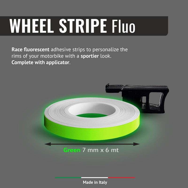 Quattroerre 10290 Wheel Stripes, Neon Green, 7 mm x 6