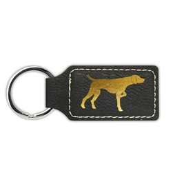 Mister Petlife German Shorthaired Pointer Keychain Leatherette Rectangle - Laser Engraved - Key Chain Ring - gsp dk - Black/Gold