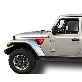 Red Jolly Roger Fender Vent Inlays Fits: 2018 & up Jeep Wrangler JL JT Sport Moab Sahara Altitude 0270
