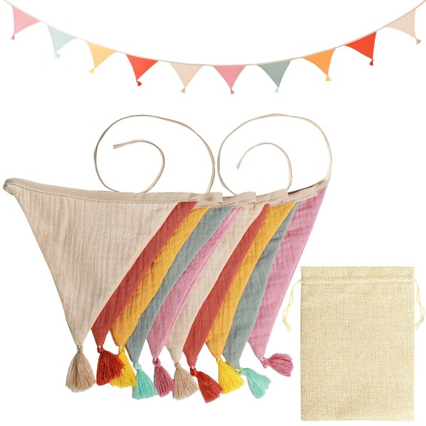 TAIHOBO Outdoor Bunting Fabric with Drawstring Bag, Cotton Garland, Double