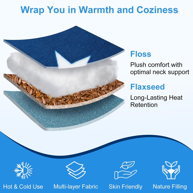 Atsuwell Neck Warmer Microwavable, Heated Neck Pillow Microwavable with Cotton