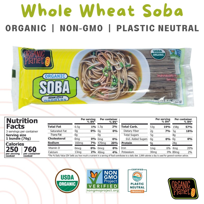 Organic Soba Noodles, Made with Wheat & Buckwheat, Dried Asian