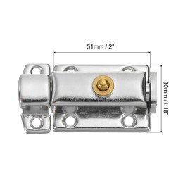 sourcing map Spring Loaded Latch Pin 2 x 1.18 Inch Door Safety Slide Lock with Button Internal Door Bolt Latch Sliding Lock Barrel Bolt with Screws Furniture Cabinet Silver, Pack of 2