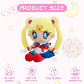 HaOrchid Anime Plush Toys, 25 cm Anime Plush Figures, Sailor Moon Plush Toy, Kawaii Plush Doll, Anime Cuddly Toy, Anime Plush Toy, Baby Stuffed Toy for Children Girls Cuddling, Playing and Sleeping