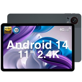 DOOGEE T30SE 2024 Newest Tablet 11'' Android 14 9GB+128GB/1TB TF Octa-Core, 2.4K Display, 8580mAh, 4G-LTE Android Tablet, Bluetooth 5.0+2.4G/5G WiFi Tablet, 13MP+5MP, GPS,Type-C, Metal Body - Gray