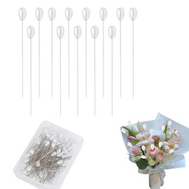 Vierone 100Pcs White Florist Pins, 5.4cm Buttonhole Pins, Plastic & Stainless Steel Material, Classic & Elegant Style, Sharp Pin for Sewing, DIY & Decorations