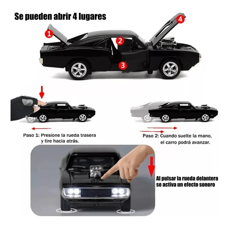 Coleccion Escala Coche Challenger Con Luz Y Sonido Base 1:32