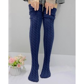 AFOLIRY Women's Knit Thigh High Socks Extra Long Fall Winter Leg Warmers Over Knee High Boot Socks