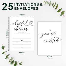 Ketsord Bridal Shower Invitations With Envelopes - Hand-Writing Fonts - Classic Bridal Shower Reception Invites, Bride & Groom Engagement Party Celebration, Party Favor & Decorations (White) - A19