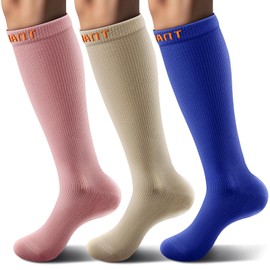 BULLIANT Women Socks-Compression Knee-high Socks Cushioned Footbed 15-20 Pressure Unisex Upgrated Wicking Tech(3Pairs,Small-Medium)