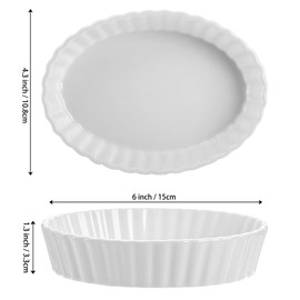 Foraineam Set of 8 Pieces Porcelain Ramekins, 6 Ounce Oval Creme Brulee Ramekin Dishes 6 x 4-1/4 x 1-1/4 Inch Baking Ramekins Set