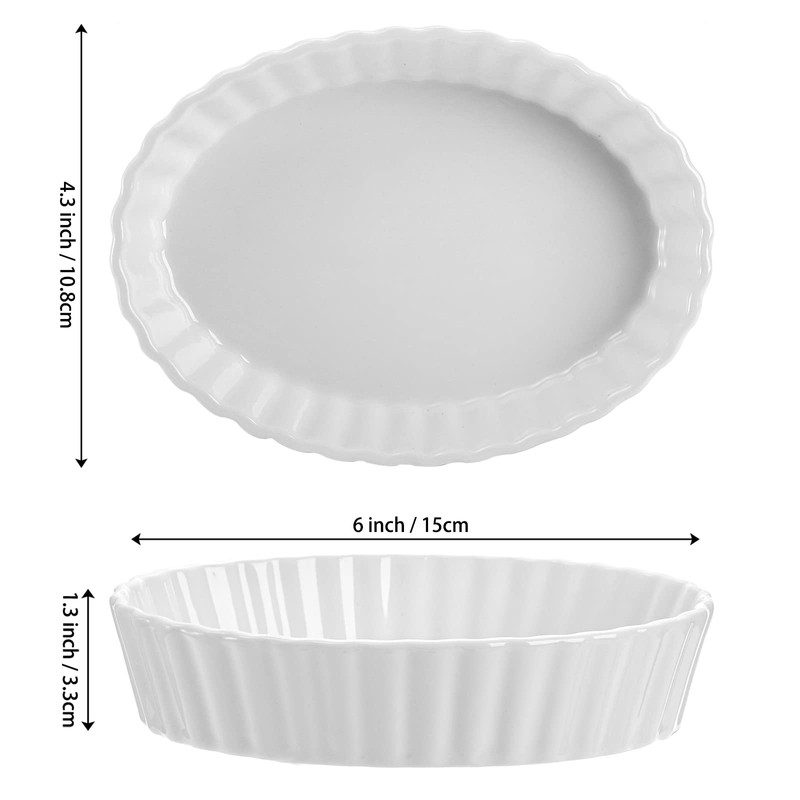 Foraineam Set of 8 Pieces Porcelain Ramekins, 6 Ounce Oval