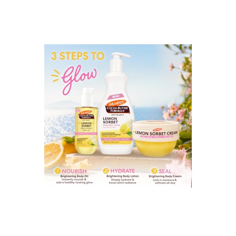 Palmer's Cocoa Butter Formula, Lemon Sorbet, Crema Corporal Aireada Iluminadora,