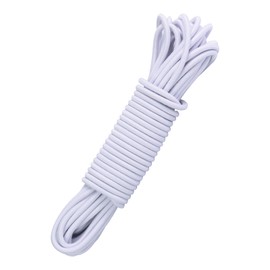 Rubber Cord, 5 mm, 12 m, White Expander Rope, Tarpaulin Rope, Weatherproof Tension Rope, Rubber Cord, Rubber Cord for DIY Crafts, Sewing, Luggage, Camping (White, 5 mm x 12 m)