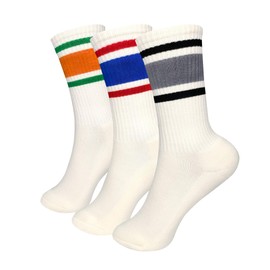7DAYSSOCKS Men's Retro Vintage Classic Striped Old School Crew Socks - Multi Pack, Soft Cotton (Style 2 | 3 Pair Set)