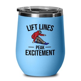 Snowboarding Blue Edition Wine Tumbler 12oz - Lift lines - Ski Snowboard Goggles Snowboarder Skiing Snowboarding Gift Skiers Hiking Mountain