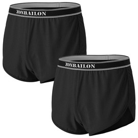 ZONBAILON Men's Sleep Shorts with Split Sides 3 Inch Running Athletic Shorts, 2-Pack,Black, 3XL