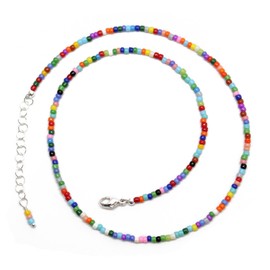Kathy Bankston Handmade Multi Color Rainbow Choker Necklace, Thin 1.5mm, Adjustable 14-15.5 Inches
