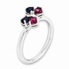 Sterling Silver Stackable Expressions Cr Ruby & Cr Sapphire Butterfly