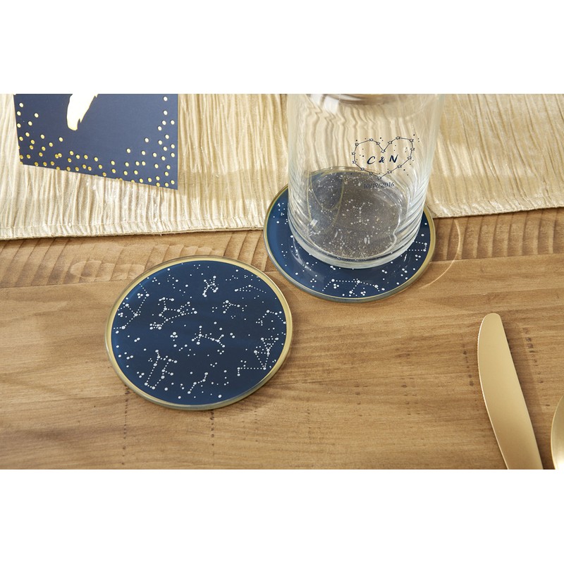 Kate Aspen Under the Stars Coaster Set, Navy/Gold/White