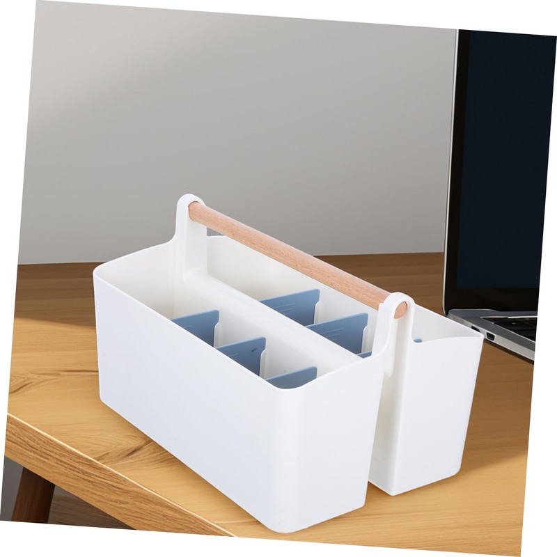 Operitacx Adjustable Divided Storage Basket with Handle Portable Caddy Organizer
