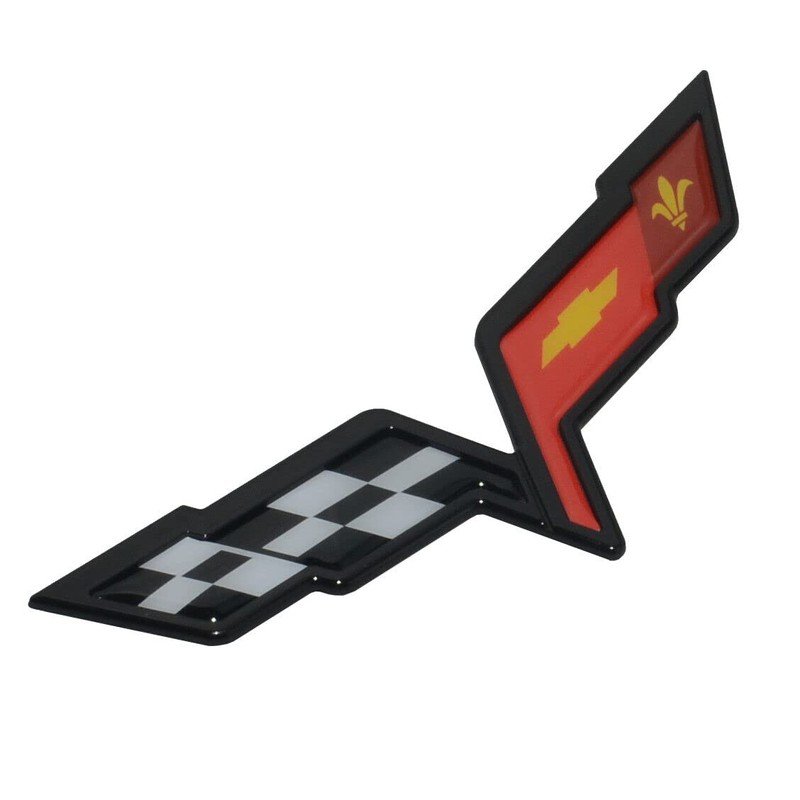 2Pcs C6 Corvette Emblem 2005-2013 Front Hood Rear Crossed Flags