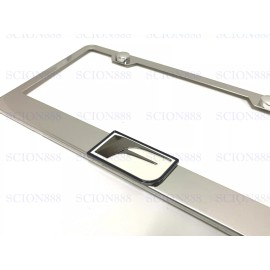 License Plate Frame 1pc 3D F LOGO Emblem Badge Stainless Steel Chromed License Plate Frame (White)