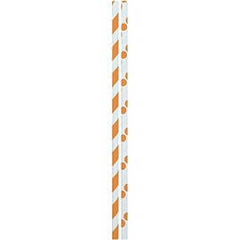 JAM PAPER Color Paper Straws - 7 3/4 x 1/4 - Orange Stripes & Dots - 24/pack