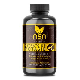 NSN Citrato de Potasio | Con Pulpa de Plátano | 550 mg por Porción | 200 Cápsulas