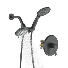 GIVINGTREE Shower System with 6 Mode Bathtub Handheld Showerhead & Rain Shower Combo Set, 2 in 1 Shower Head Combo,Matte Black